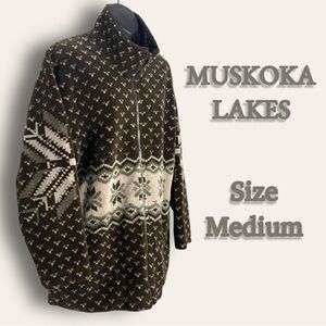 MUSKOKA Lakes Plush Zip Front Jacket Size Medium Green **Drawstring is missing**